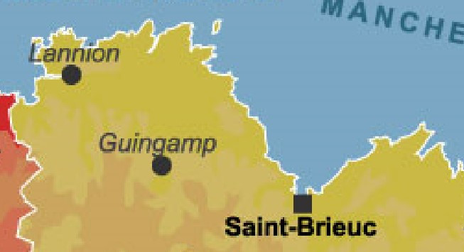 carte Lannion Guingamp Saint-Brieuc